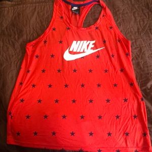 Nike racer back tank top. Red with blue stars Size L